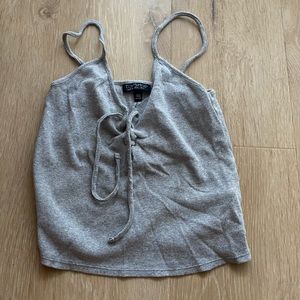 Topshop gray lace up tank / size 6